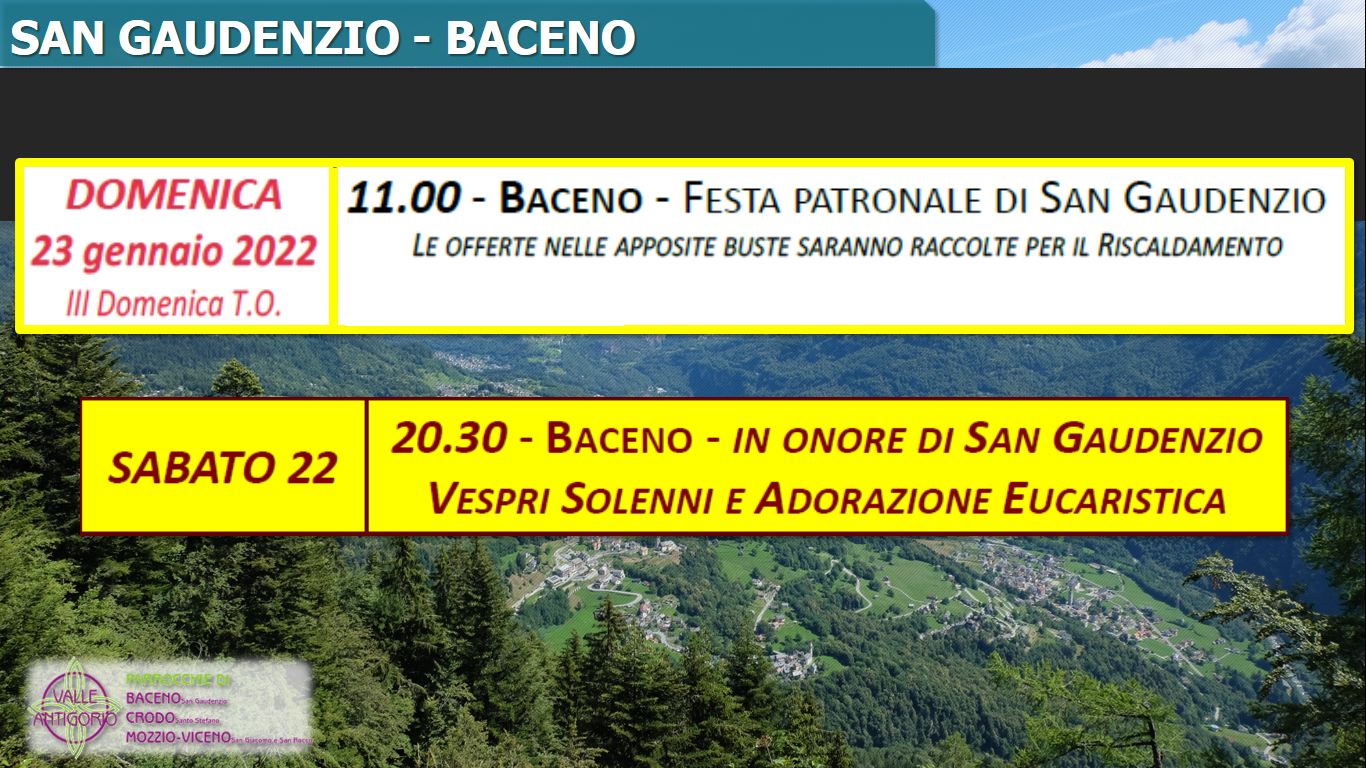 Sabato 22, Domenica 23 gennaio – SAN GAUDENZIO – BACENO