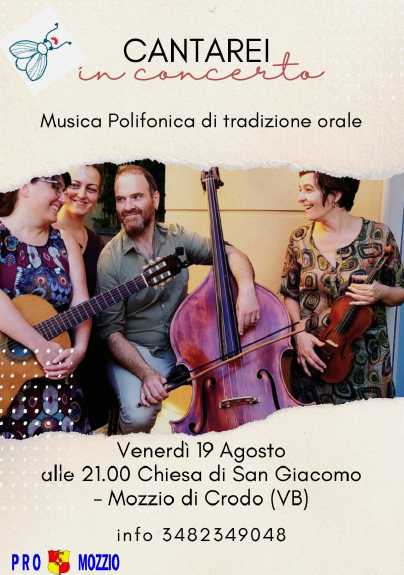Venerdì 19 agosto – Mozzio San Giacomo – Concerto Cantarei