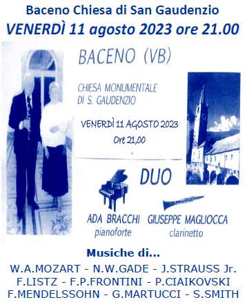 Venerdì 11 agosto – Concerto Ada Bracchi  e Giuseppe Magliocca – Baceno